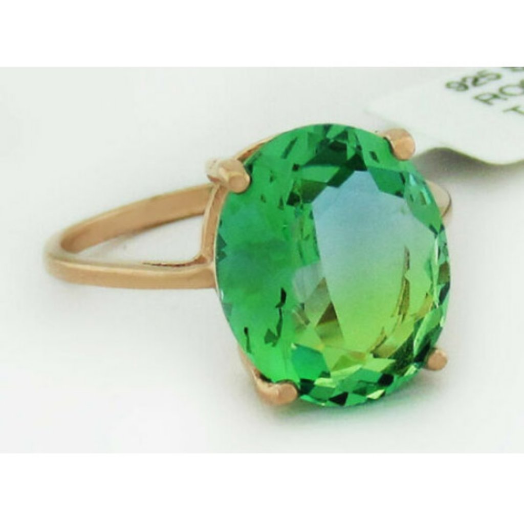 Bi-Tone Tourmaline 3.83 Cts Ring .925 Sterling Silver (Rose Tone)